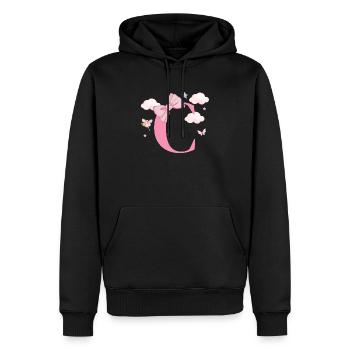 Buchstabe c rosa Wolken - Männer Premium Bio Hoodie - Schwarz - Vorne - Nico (187cm)