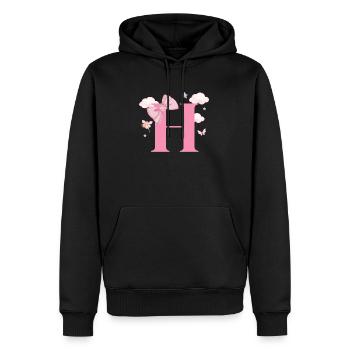 Buchstabe h rosa Wolken - Männer Premium Bio Hoodie - Schwarz - Vorne - Nico (187cm)