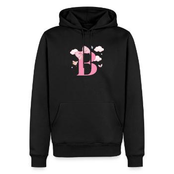 Buchstabe b rosa Wolken - Männer Premium Bio Hoodie - Schwarz - Vorne - Nico (187cm)