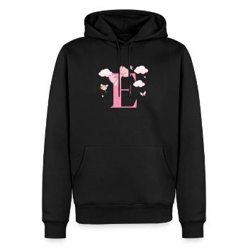 Buchstabe e rosa Wolken - Männer Premium Bio Hoodie - Schwarz - Vorne - Nico (187cm)