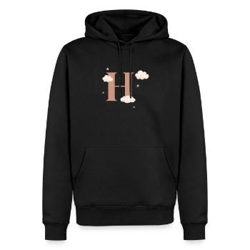 Buchstabe h bewölkt Sterne - Männer Premium Bio Hoodie - Schwarz - Vorne - Nico (187cm)