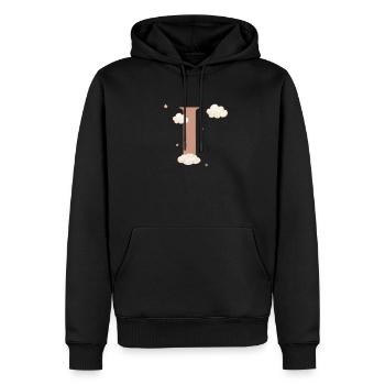 Lettre i nuages étoiles - Sweat à capuche Premium bio Homme - noir - Devant - Nico (187cm)