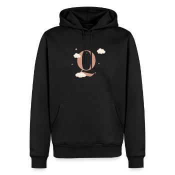Letter Q Clouds Stars - Men’s Premium Organic Hoodie - black - Front - Nico (187cm)