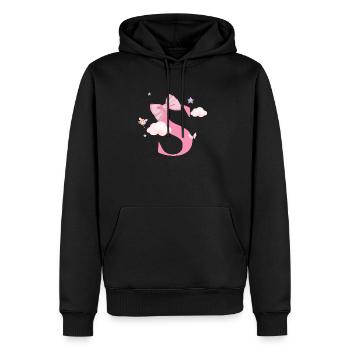 Buchstaben s rosa Wolken - Männer Premium Bio Hoodie - Schwarz - Vorne - Nico (187cm)