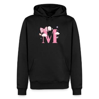 Buchstabe m rosa Wolken - Männer Premium Bio Hoodie - Schwarz - Vorne - Nico (187cm)