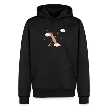 Lettre x nuages étoiles - Sweat à capuche Premium bio Homme - noir - Devant - Nico (187cm)