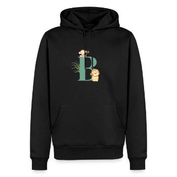 Letter b green jungle animals - Men’s Premium Organic Hoodie - black - Front - Nico (187cm)