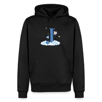 Buchstabe j Blaue Wolken Flugzeug Kind - Männer Premium Bio Hoodie - Schwarz - Vorne - Nico (187cm)