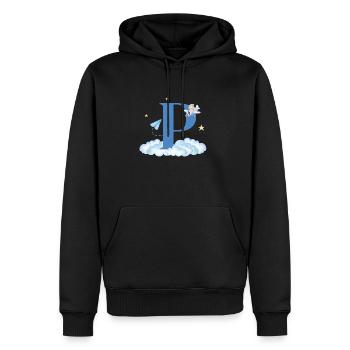Buchstabe p blaue Wolken Flugzeug Kind - Männer Premium Bio Hoodie - Schwarz - Vorne - Nico (187cm)