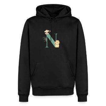 Letter n green jungle animals - Men’s Premium Organic Hoodie - black - Front - Nico (187cm)