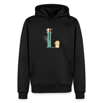 Buchstabe l grüne Dschungeltiere - Männer Premium Bio Hoodie - Schwarz - Vorne - Nico (187cm)