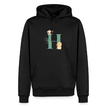 Buchstabe h grüne Dschungeltiere - Männer Premium Bio Hoodie - Schwarz - Vorne - Nico (187cm)