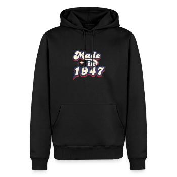 Made in 1947 retro - Sweat à capuche Premium bio Homme - noir - Devant - Nico (187cm)