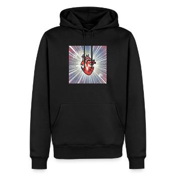 Heart Boom 2 - Men’s Premium Organic Hoodie - black - Front - Nico (187cm)