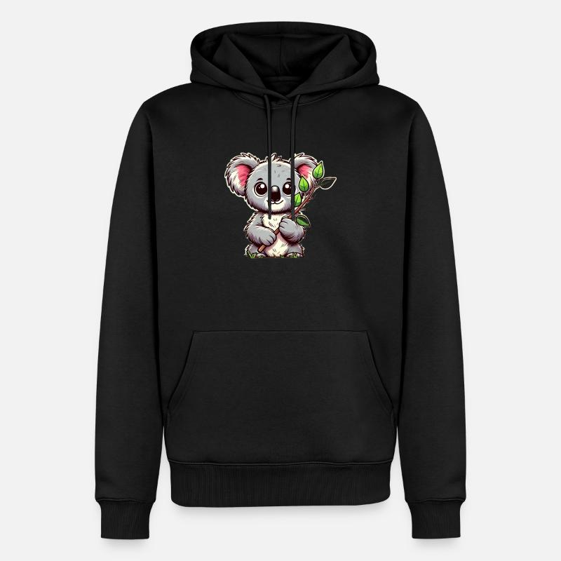 Koala mit Eukalyptus - Männer Premium Bio Hoodie - Schwarz
