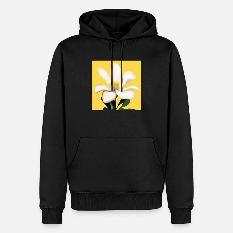 Une fleur blanche impressionnante - Sweat à capuche Premium bio Homme - noir