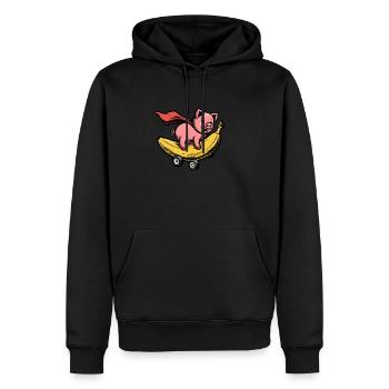 cochon - Sweat à capuche Premium bio Homme - noir - Devant - Nico (187cm)