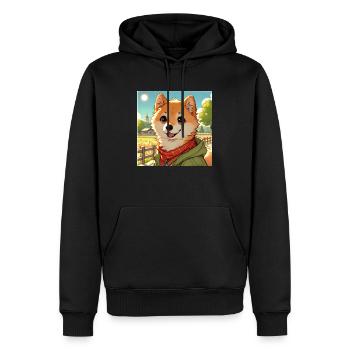 Style de dessin animé Shiba Inu - Sweat à capuche Premium bio Homme - noir - Devant - Nico (187cm)