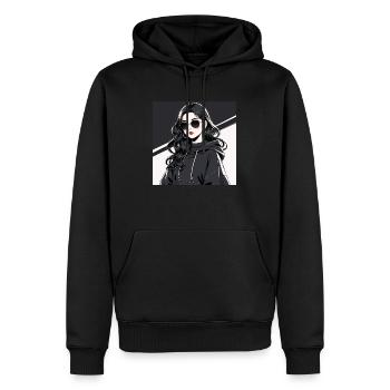 Femme Anime Rétro-Futuriste En Noir - Sweat à capuche Premium bio Homme - noir - Devant - Nico (187cm)