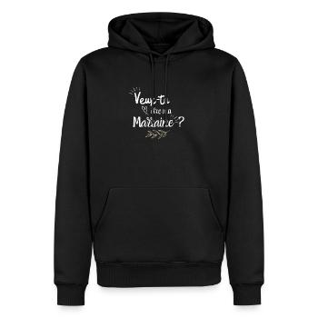 Veux tu être ma marraine - Sweat à capuche Premium bio Homme - noir - Devant - Nico (187cm)