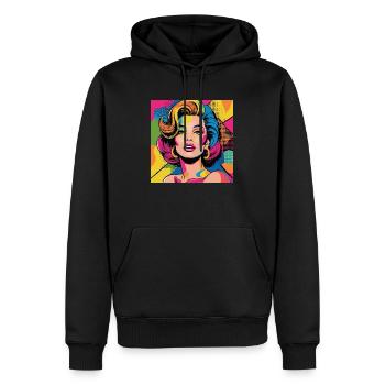 Avatar de femme pop art audacieux avec des couleurs vives - Sweat à capuche Premium bio Homme - noir - Devant - Nico (187cm)
