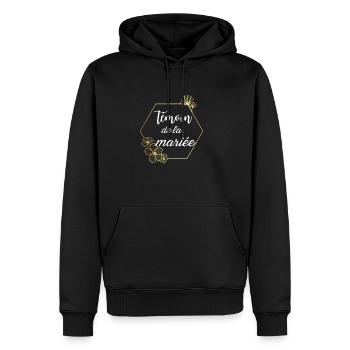 Témoin de la Mariée doré floral - Sweat à capuche Premium bio Homme - noir - Devant - Nico (187cm)