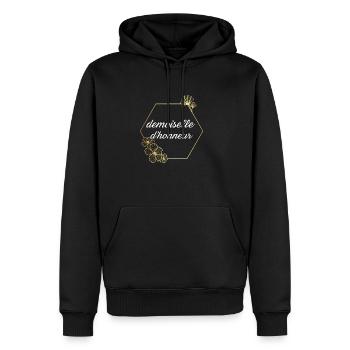 Demoiselle d’honneur doré floral - Sweat à capuche Premium bio Homme - noir - Devant - Nico (187cm)