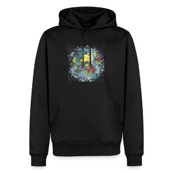 Bunter Vogel - Männer Premium Bio Hoodie - Schwarz - Vorne - Nico (187cm)