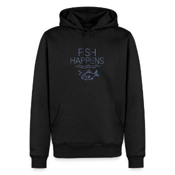fish happens - Männer Premium Bio Hoodie - Schwarz - Vorne - Nico (187cm)