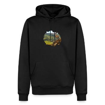 Das Reh im Tal - Männer Premium Bio Hoodie - Schwarz - Vorne - Nico (187cm)