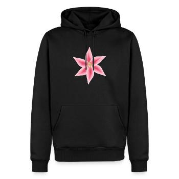 pink and white lily flower - Men’s Premium Organic Hoodie - black - Front - Nico (187cm)
