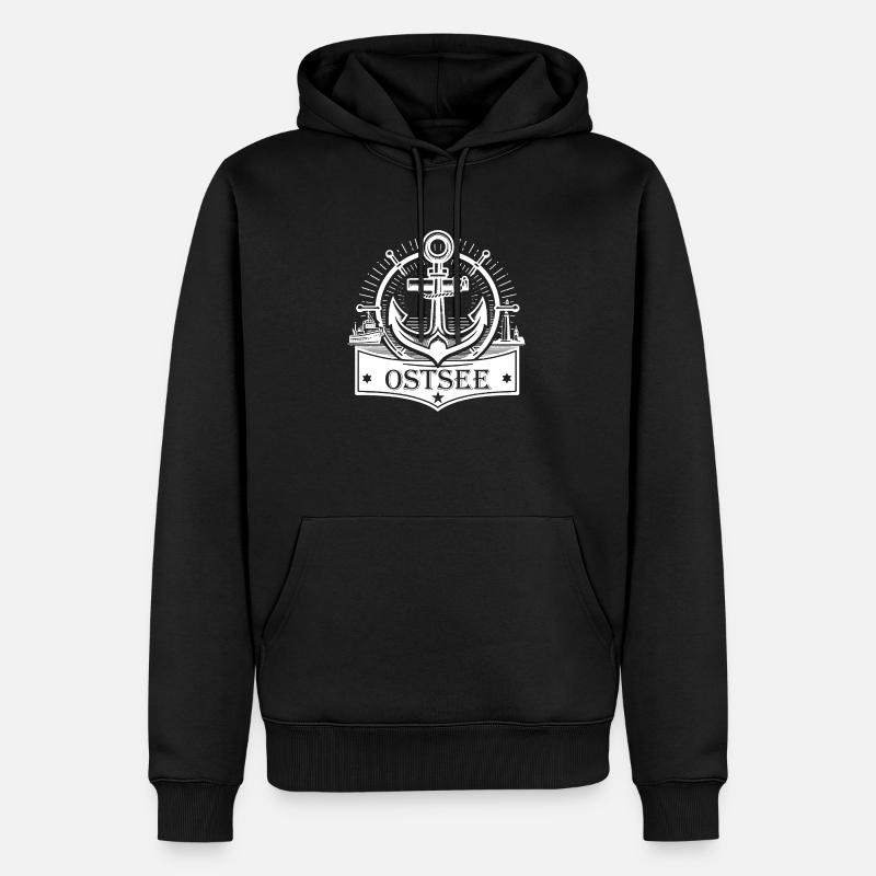 Logo de la mer Baltique - Sweat à capuche Premium bio Homme - noir
