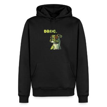 DROG Meme moitié chien moitié grenouille - Sweat à capuche Premium bio Homme - noir - Devant - Nico (187cm)
