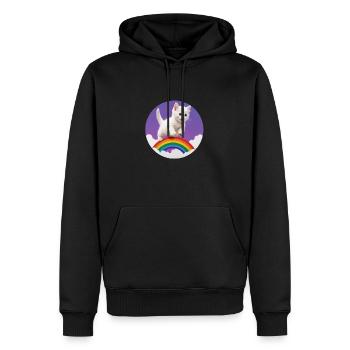 White Kitten Rainbow 2 - Men’s Premium Organic Hoodie - black - Front - Nico (187cm)