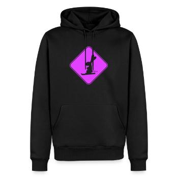 Hase Warnung Schild Skihase Skifahren Ski fahren - Männer Premium Bio Hoodie - Schwarz - Vorne - Nico (187cm)