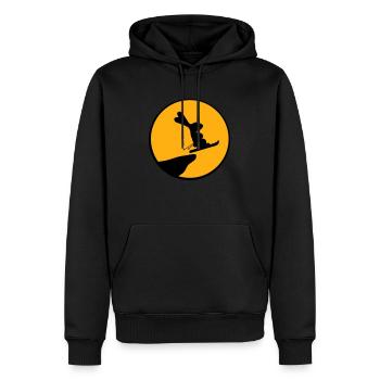 Bunny Moon Ski Bunny Jump Cliff Skiing Night - Men’s Premium Organic Hoodie - black - Front - Nico (187cm)