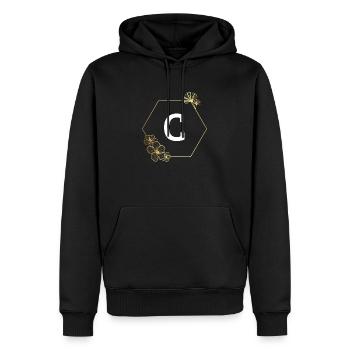Buchstabe c Goldener Blumenrahmen - Männer Premium Bio Hoodie - Schwarz - Vorne - Nico (187cm)