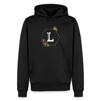 Buchstabe l Goldener Blumenrahmen - Männer Premium Bio Hoodie - Schwarz - Vorne - Nico (187cm)