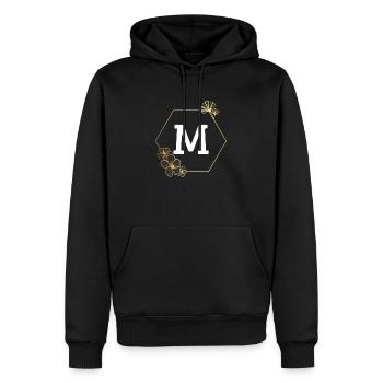 Buchstabe m Goldener Blumenrahmen - Männer Premium Bio Hoodie - Schwarz - Vorne - Nico (187cm)