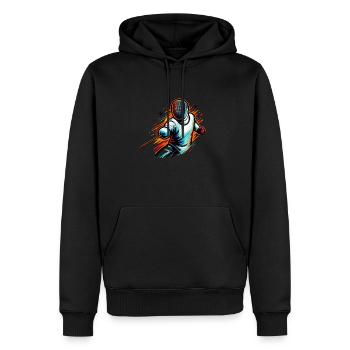 Neon Space Fencer - Men’s Premium Organic Hoodie - black - Front - Nico (187cm)
