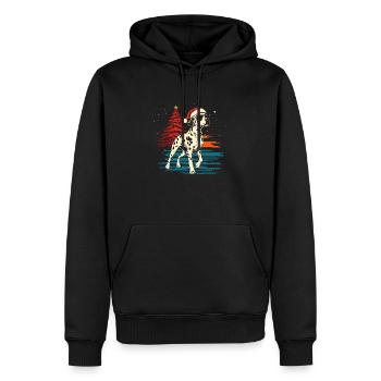 Dalmatien avec chapeau de Père Noël et lunettes de soleil - Sweat à capuche Premium bio Homme - noir - Devant - Nico (187cm)
