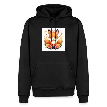Magischer Fuchs & Blumen - Männer Premium Bio Hoodie - Schwarz - Vorne - Nico (187cm)