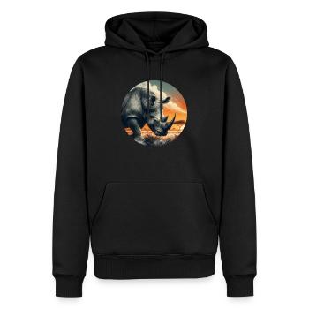 Majestätisches Nashorn Sonnenuntergang Afrikanische Tierwelt Kunst - Männer Premium Bio Hoodie - Schwarz - Vorne - Nico (187cm)
