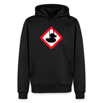 Canard Panneau Avertissement Attention Danger Prudence - Sweat à capuche Premium bio Homme - noir - Devant - Nico (187cm)