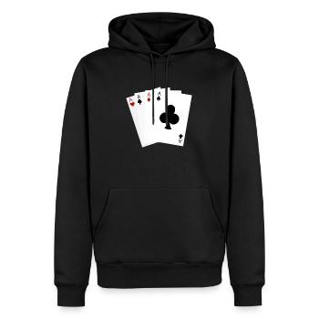 Cartes à jouer As - Sweat à capuche Premium bio Homme - noir - Devant - Nico (187cm)