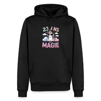 23 ans de magie - Sweat à capuche Premium bio Homme - noir - Devant - Nico (187cm)