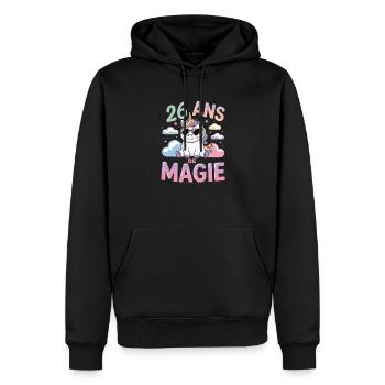 26 ans de magie - Sweat à capuche Premium bio Homme - noir - Devant - Nico (187cm)