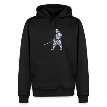 Samurai Krieger – Ehre, Disziplin & Stärke - Männer Premium Bio Hoodie - Schwarz - Vorne - Nico (187cm)