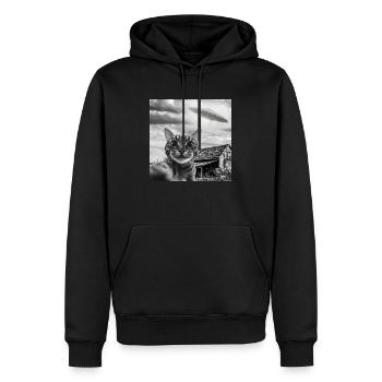 Selfie de chat avec un OVNI extraterrestre Funny Space - Sweat à capuche Premium bio Homme - noir - Devant - Nico (187cm)