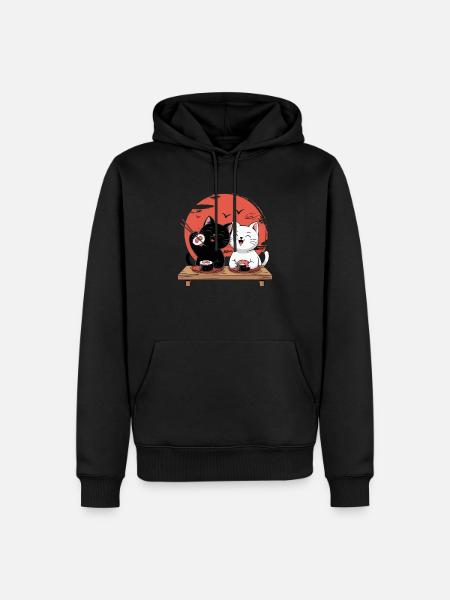 Sushi Katzen – Niedliches Japanisches Katzen-Desig - Männer Premium Bio Hoodie - Schwarz